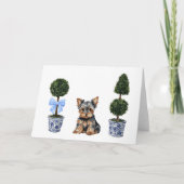 Yorkie Yorkshire Terrier Puppy Topiary Waterverf Kaart (Voorkant)