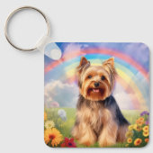 Yorkie Yorkshire Terrier Rainbow Bridge Memorial Sleutelhanger (Voorkant)