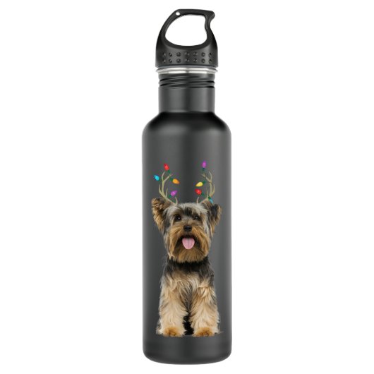 Yorkie Yorkshire Terrier Reindeer Christmas Dog Waterfles (Voorkant)