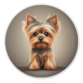 Yorkie Yorkshire Terrier Schattige Hondenpuppy Keramische Knop (Voorkant)