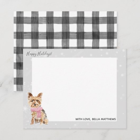 Yorkie Yorkshire Terrier Vakantie Kerstmis Notitiekaartje (Voorkant / Achterkant)