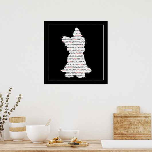Yorkie / Yorkshire Terrier Word Art Poster (Keuken)