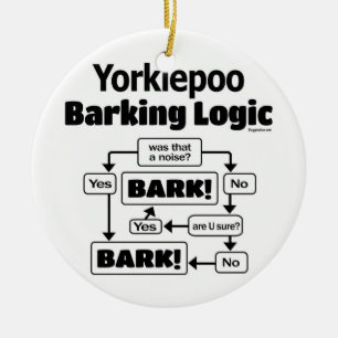 Yorkiepoo Barking Logic Keramisch Ornament