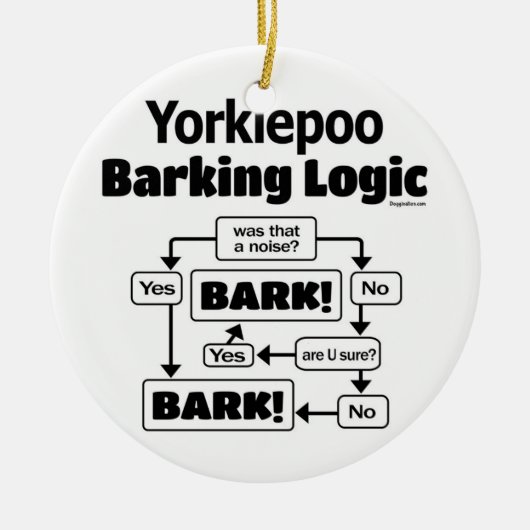 Yorkiepoo Barking Logic Keramisch Ornament (Voorkant)