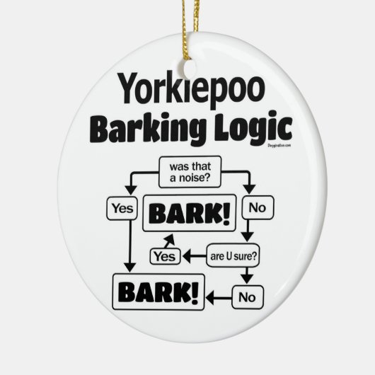 Yorkiepoo Barking Logic Keramisch Ornament (Links)