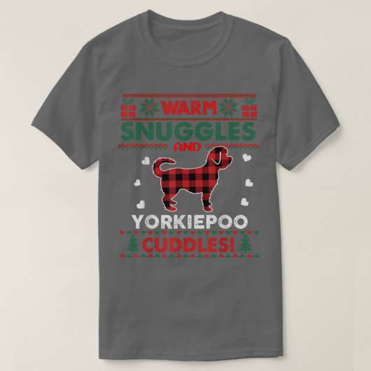 Yorkiepoo Dog Kerstmis Pajama Dog Ugly Kerstmis T-shirt (Design voorkant)