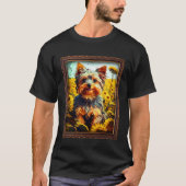 Yorkiepoo Schilderij Zonnebloem Moeder Vrouwen Flo T-shirt (Voorkant)