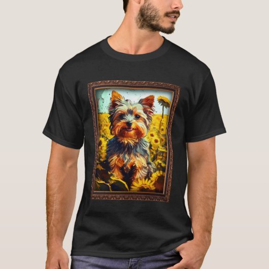 Yorkiepoo Schilderij Zonnebloem Moeder Vrouwen Flo T-shirt (Voorkant)