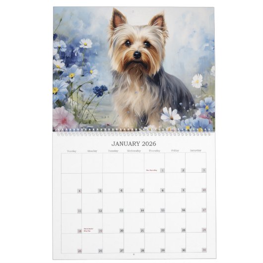Yorkies and Flowers Hondenliefhebber Kalender (Jan 2026)