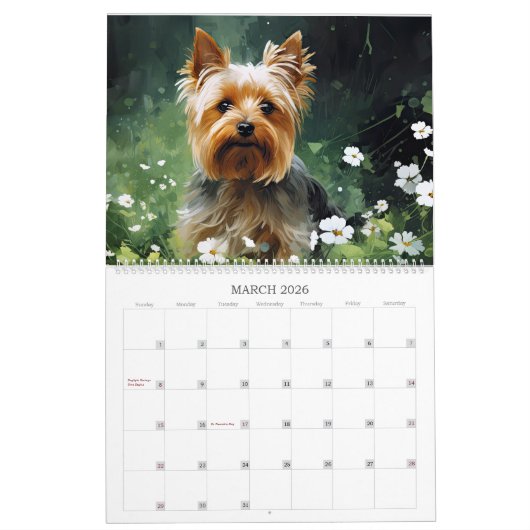 Yorkies and Flowers Hondenliefhebber Kalender (Mar 2026)