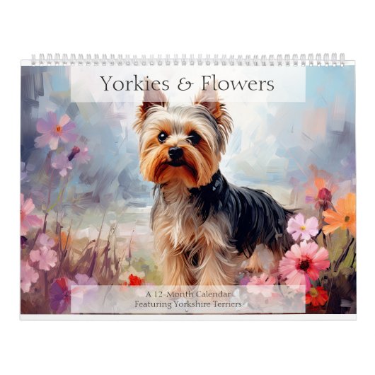Yorkies and Flowers Hondenliefhebber Kalender (Hoes)