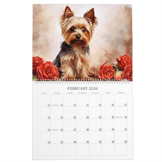 Yorkies and Flowers Hondenliefhebber Kalender (Feb 2026)