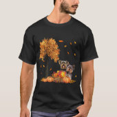 Yorkies Autumn Leaf Fall Dog Lover Thanksgiving T-shirt (Voorkant)