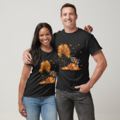 Yorkies Autumn Leaf Fall Dog Lover Thanksgiving T-shirt (Unisex)
