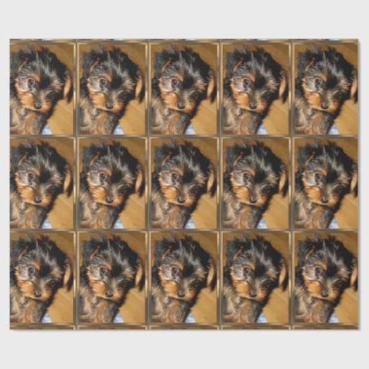 Yorkie's eerste kerst cadeaupapier (Vlak)