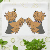 Yorkies en bijen theedoek (Gevouwen)