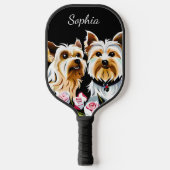 Yorkies en roze rozen pickleball paddle (Voorkant)