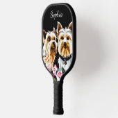 Yorkies en roze rozen pickleball paddle (Links)