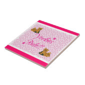Yorkies Rule Pawprint Tile ~ roze Tegeltje (Zijkant)
