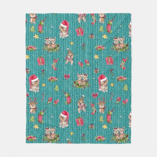 Yorkies voor kerstmis fleece deken (Voorkant)