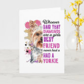 Yorkies zijn een meisjes beste vriendin Funny hond Kaart (Gele Bloem)