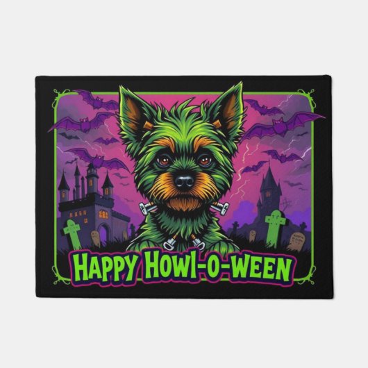 Yorkiestein Happy Howl-o-ween Deurmat (Voorkant)