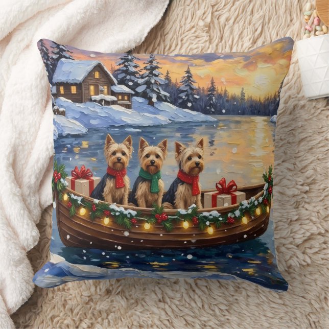 Yorkipoo Christmas Boat Holiday Kussen (Deken)