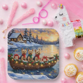 Yorkipoo Christmas Boat Holiday Papieren Bordje (Feest)