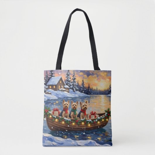 Yorkipoo Christmas Boat Holiday Tote Bag (Voorkant)