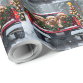 Yorkipoo Christmas Red Truck Holiday Gift Cadeaupapier (Rol Hoek)
