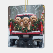 Yorkipoo Christmas Red Truck Holiday Gift Keramisch Ornament (Links)