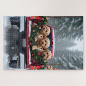 Yorkipoo Christmas Red Truck Holiday Gift Legpuzzel (Horizontaal)