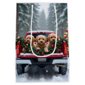 Yorkipoo Christmas Red Truck Holiday Gift Medium Cadeauzakje (Achterkant)