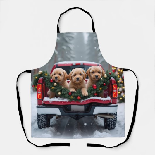 Yorkipoo Christmas Red Truck Holiday Gift Schort (Voorkant)