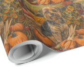Yorkipoo Dog Autumn Harvest Thanksgiving Cadeaupapier (Rol Hoek)