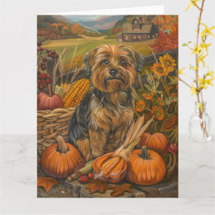 Yorkipoo Dog Autumn Harvest Thanksgiving Kaart