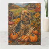 Yorkipoo Dog Autumn Harvest Thanksgiving Kaart (Voorkant)