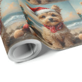 Yorkipoo Dog Christmas  Beach Cadeaupapier (Rol Hoek)