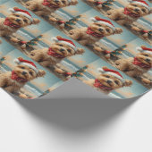 Yorkipoo Dog Christmas  Beach Cadeaupapier (Hoek)