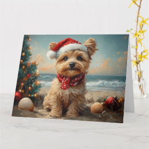 Yorkipoo Dog Christmas  Beach Kaart