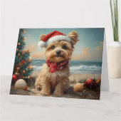 Yorkipoo Dog Christmas Beach Kaart (Voorkant)