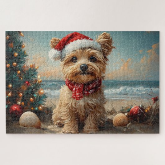 Yorkipoo Dog Christmas  Beach Legpuzzel (Horizontaal)