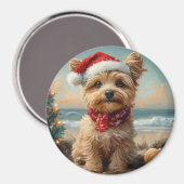 Yorkipoo Dog Christmas  Beach Magneet (Voorkant / Achterkant)