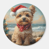 Yorkipoo Dog Christmas  Beach Magneet (Voorkant)