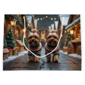 Yorkipoo Dogs Christmas Snow Holiday Groot Cadeauzakje (Voorkant)