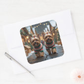 Yorkipoo Dogs Christmas Snow Holiday Vierkante Sticker (Envelop)