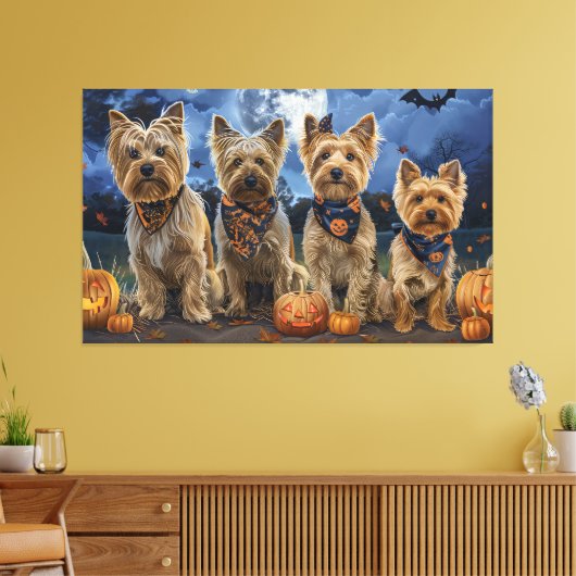 Yorkipoo Halloween Griezelen Canvas Afdruk (Insitu (Woonkamer))