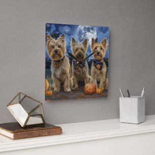 Yorkipoo Halloween Spokenverwekkend Vierkante Klok