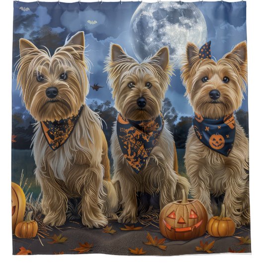 Yorkipoo Halloween Spooky Douchegordijn (Voorkant)