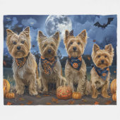 Yorkipoo Halloween Spooky Fleece Deken (Voorkant (Horizontaal))